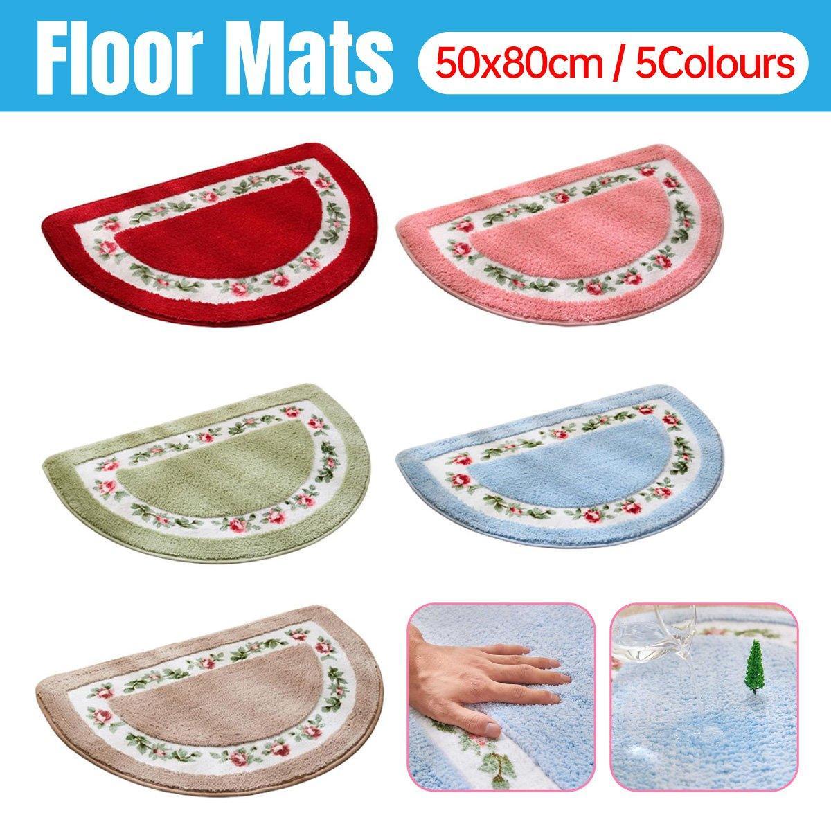 Non-Slip Entry Mat - Floral Half-Round Design (50 x 80 cm)
