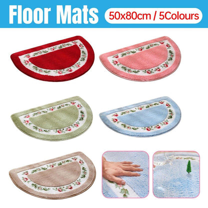 Non-Slip Entry Mat - Floral Half-Round Design (50 x 80 cm)
