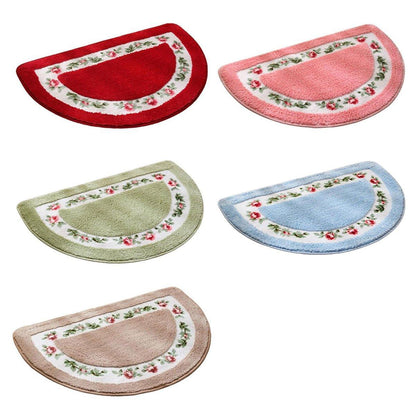 Non-Slip Entry Mat - Floral Half-Round Design (50 x 80 cm)