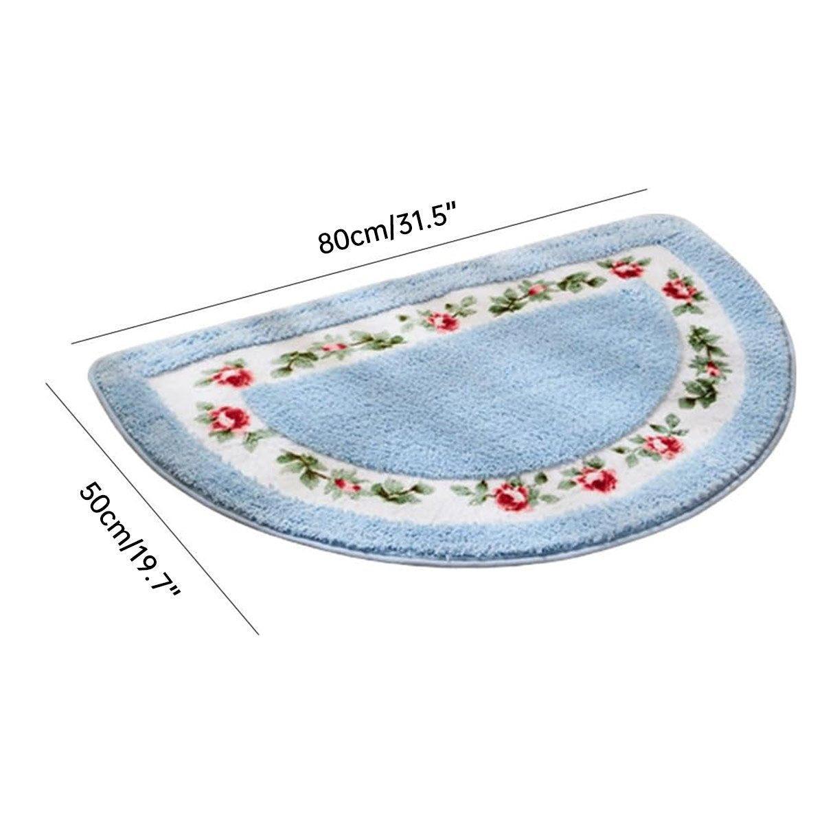 Non-Slip Entry Mat - Floral Half-Round Design (50 x 80 cm)