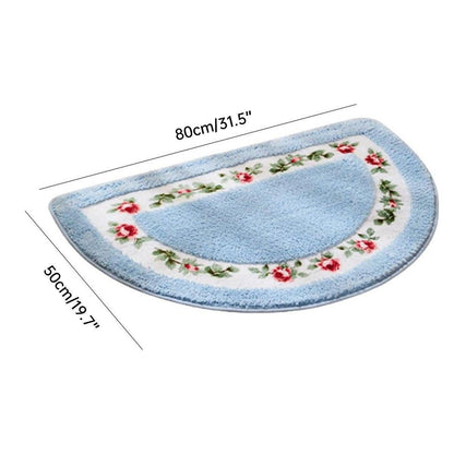 Non-Slip Entry Mat - Floral Half-Round Design (50 x 80 cm)