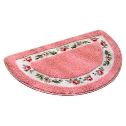 Non-Slip Entry Mat - Floral Half-Round Design (50 x 80 cm)