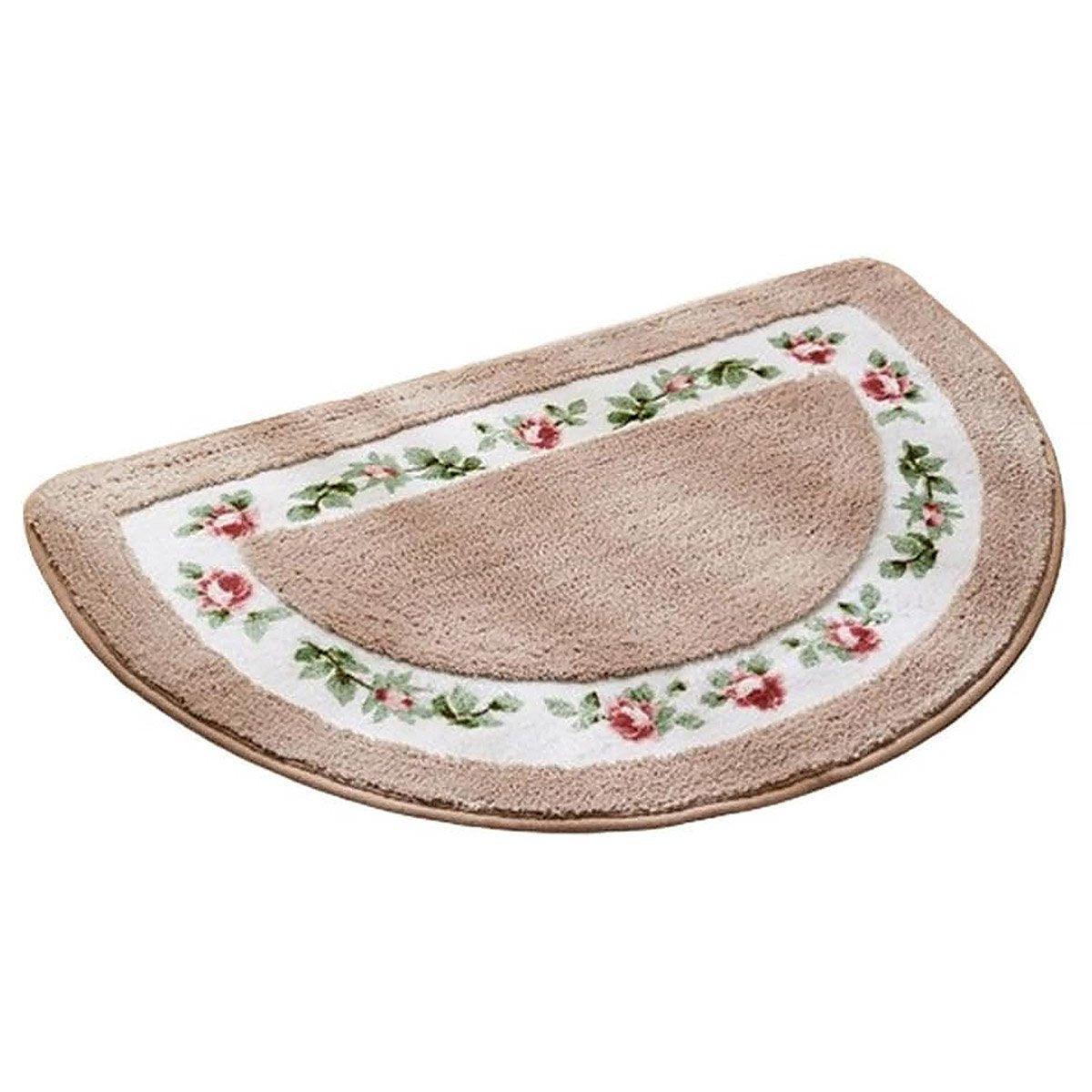 Non-Slip Entry Mat - Floral Half-Round Design (50 x 80 cm)