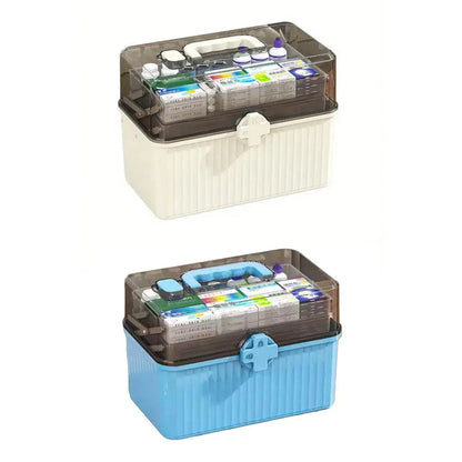 Large Capacity Medicine Cabinet Multi Layer Storage Box for Household First Aid - White