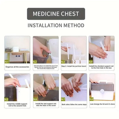 Large Capacity Medicine Cabinet Multi Layer Storage Box for Household First Aid - White