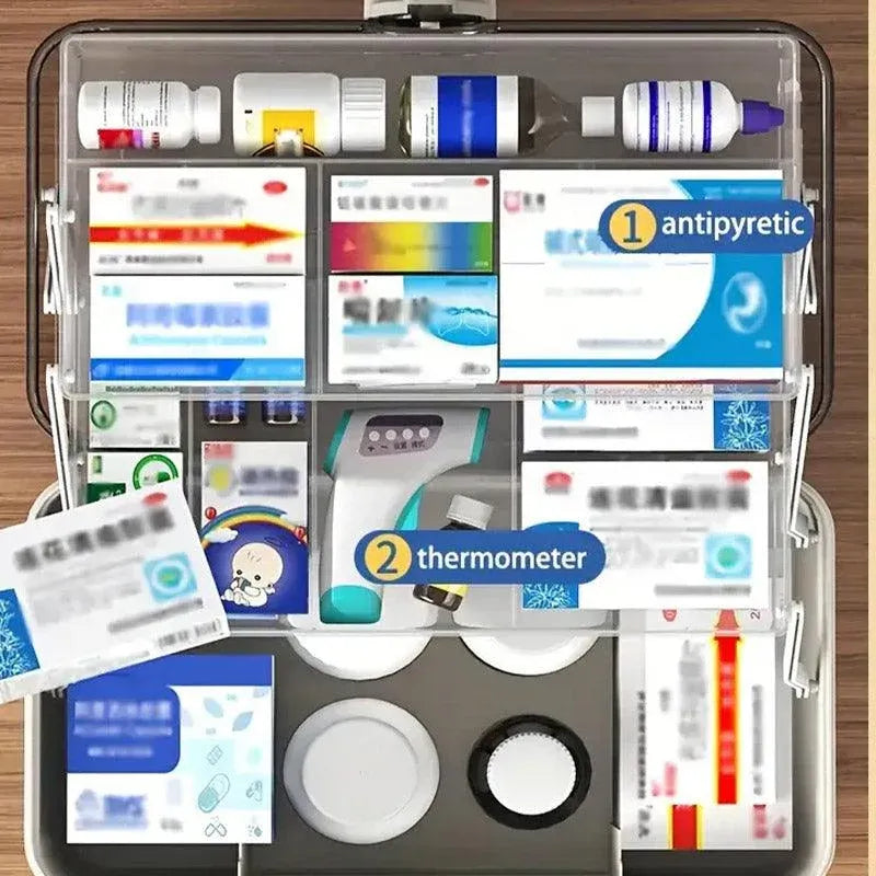 Large Capacity Medicine Cabinet Multi Layer Storage Box for Household First Aid - White