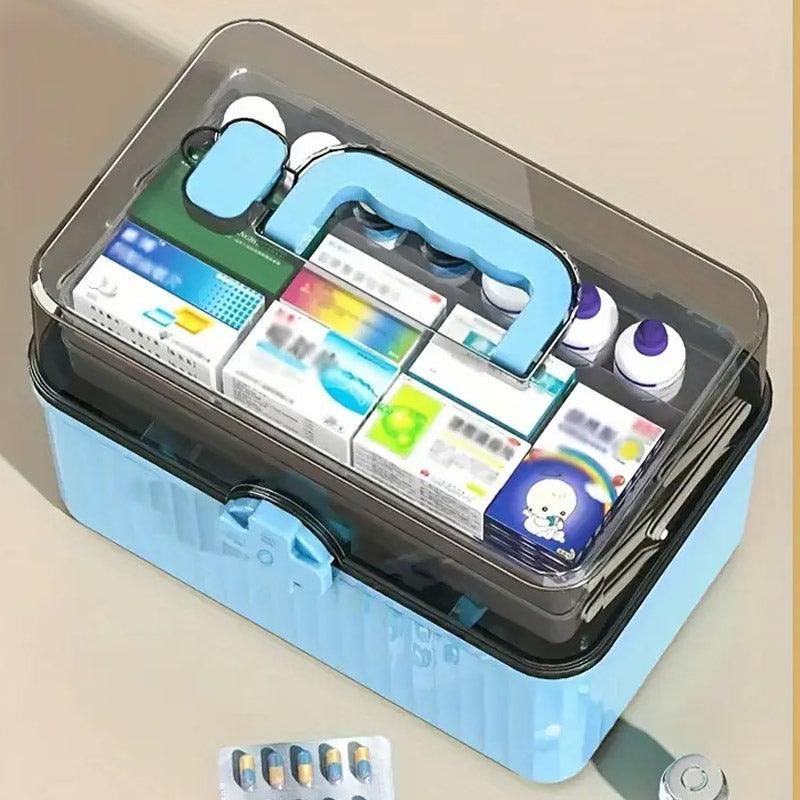 Large Capacity Medicine Cabinet Multi Layer Storage Box for Household First Aid - White