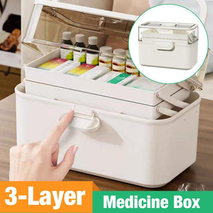 Large 3-Layer Medicine Storage Box - Family First Aid Organiser