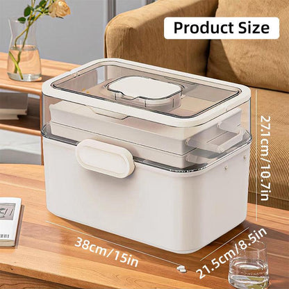 Large 3-Layer Medicine Storage Box - Family First Aid Organiser