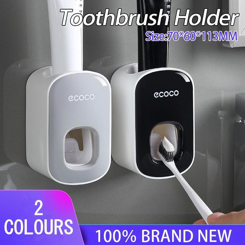 Ecoco Automatic Toothpaste Dispenser - Wall Mounted Hands-Free Squeezer (Black)