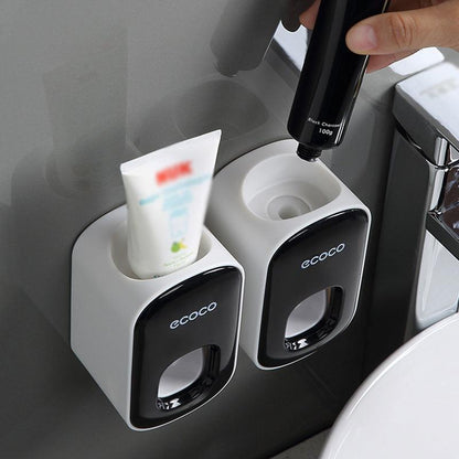Ecoco Automatic Toothpaste Dispenser - Wall Mounted Hands-Free Squeezer (Black)