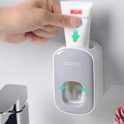 Ecoco Automatic Toothpaste Dispenser - Wall Mounted Hands-Free Squeezer (Black)