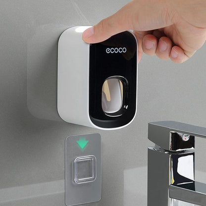 Ecoco Automatic Toothpaste Dispenser - Wall Mounted Hands-Free Squeezer (Black)