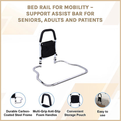 Bed Assist Rail - Under Mattress Support Bar with Storage Pouch (136 kg Capacity)