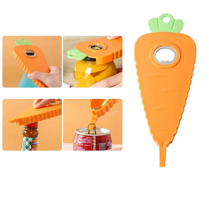 2-Pack Carrot-Shaped Multi-Function Jar & Bottle Openers (White)