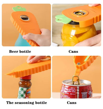 2-Pack Carrot-Shaped Multi-Function Jar & Bottle Openers (White)