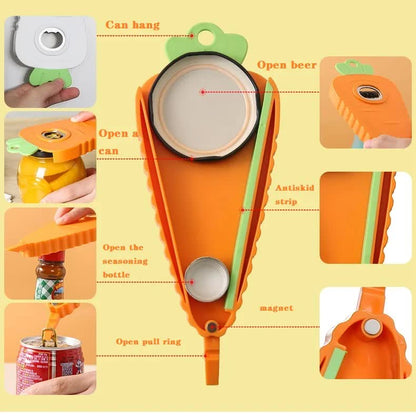 2-Pack Carrot-Shaped Multi-Function Jar & Bottle Openers (White)