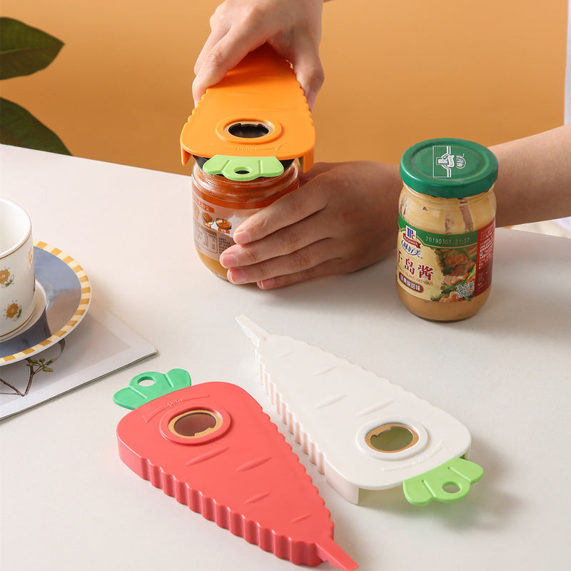 2-Pack Carrot-Shaped Multi-Function Jar & Bottle Openers (White)