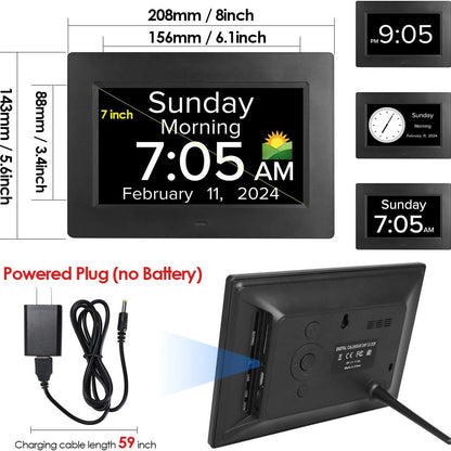 Artiss 10-Inch Digital Day Clock with Auto-Dim & Reminders, Black