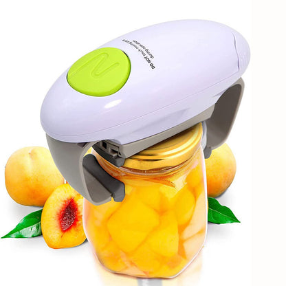 Electric Jar Opener - Automatic One-Touch Lid Opener for Easy Kitchen Use (White)