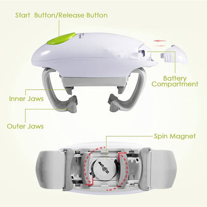Electric Jar Opener - Automatic One-Touch Lid Opener for Easy Kitchen Use (White)