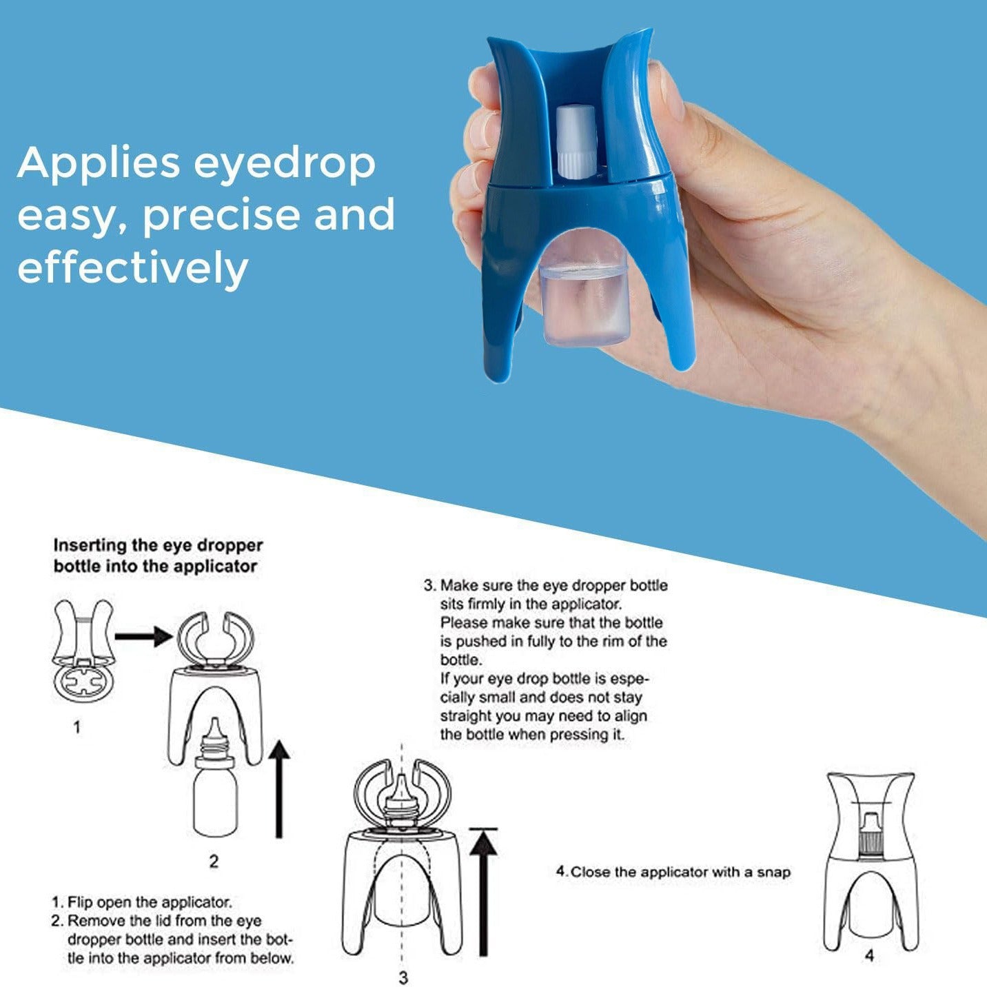 Eye Drop Applicator, Reusable Bottle Holder