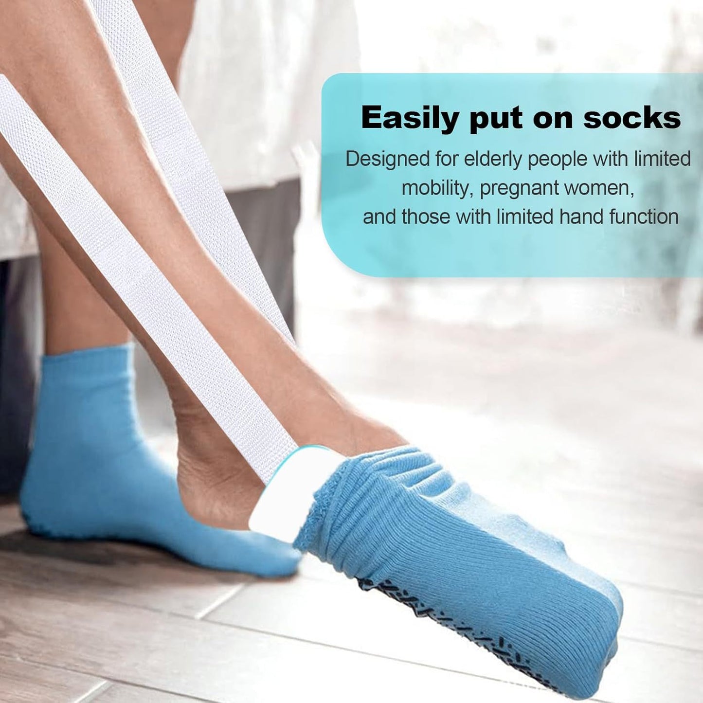 Easy-On Three-Finger Sock Aid with Long Cords