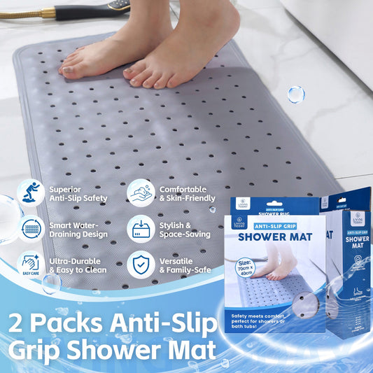 2-Pack Anti-Slip Shower Mats – Quick-Dry with Suction Cups (70×40cm)