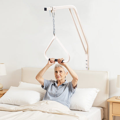 Trapeze Bar for Bed Mobility, Medical Bed Trapeze with Clamps & Metal Chain, 250LBS Weight Capacity Pull Up Assist Bar for Elderly & Disabled, Ideal for Home Care, Hospitals, Nursing Homes