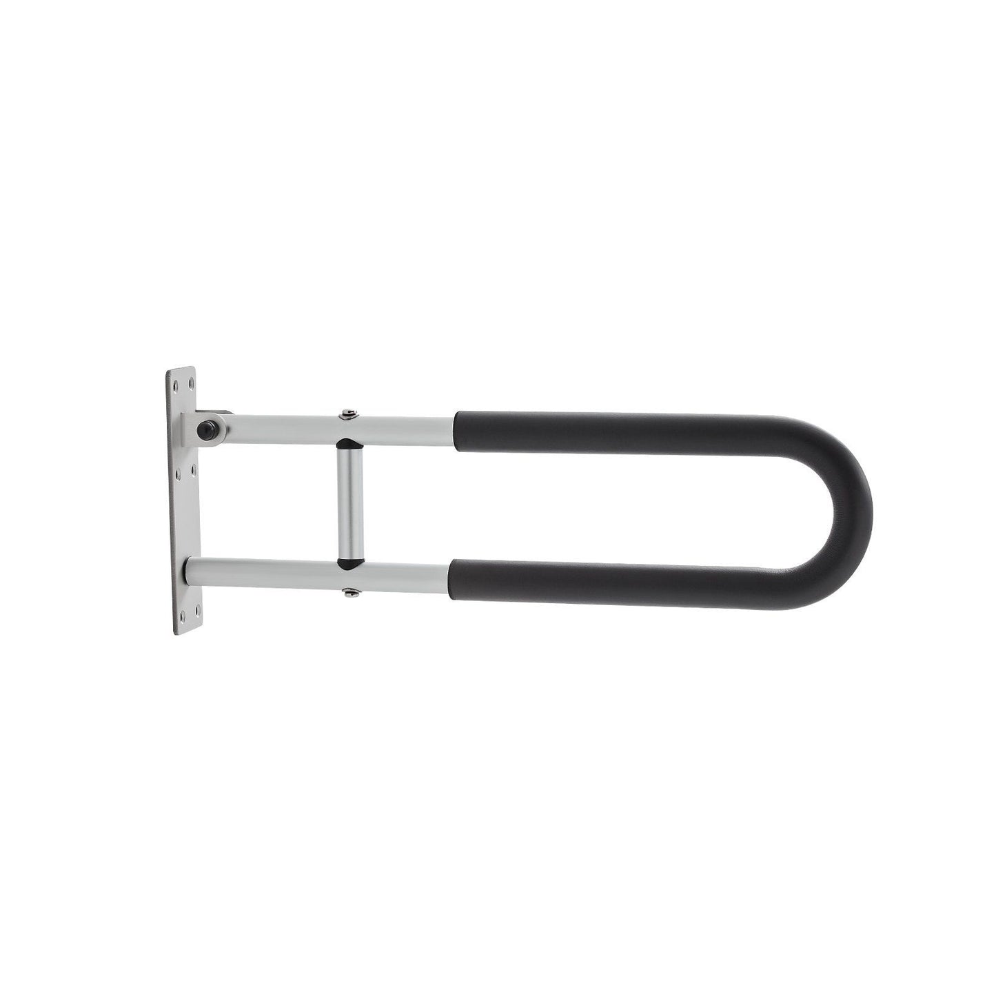 Toilet Safety Rail, 60.5 cm U-Shaped Handicap Grab Bar, Foldable Senior Safety Pole, Flip Up Toilet Grab Bars with Anti-Slip Support Handle, 136 kg Load Capacity for Elderly, Disabled, Pregnant