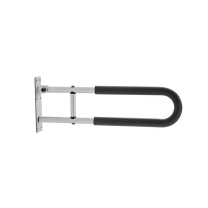 Toilet Safety Rail, 60.5 cm U-Shaped Handicap Grab Bar, Foldable Senior Safety Pole, Flip Up Toilet Grab Bars with Anti-Slip Support Handle, 136 kg Load Capacity for Elderly, Disabled, Pregnant