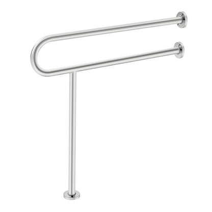 Toilet Safety Rail with Support Leg - Stainless Steel (136 kg Capacity)