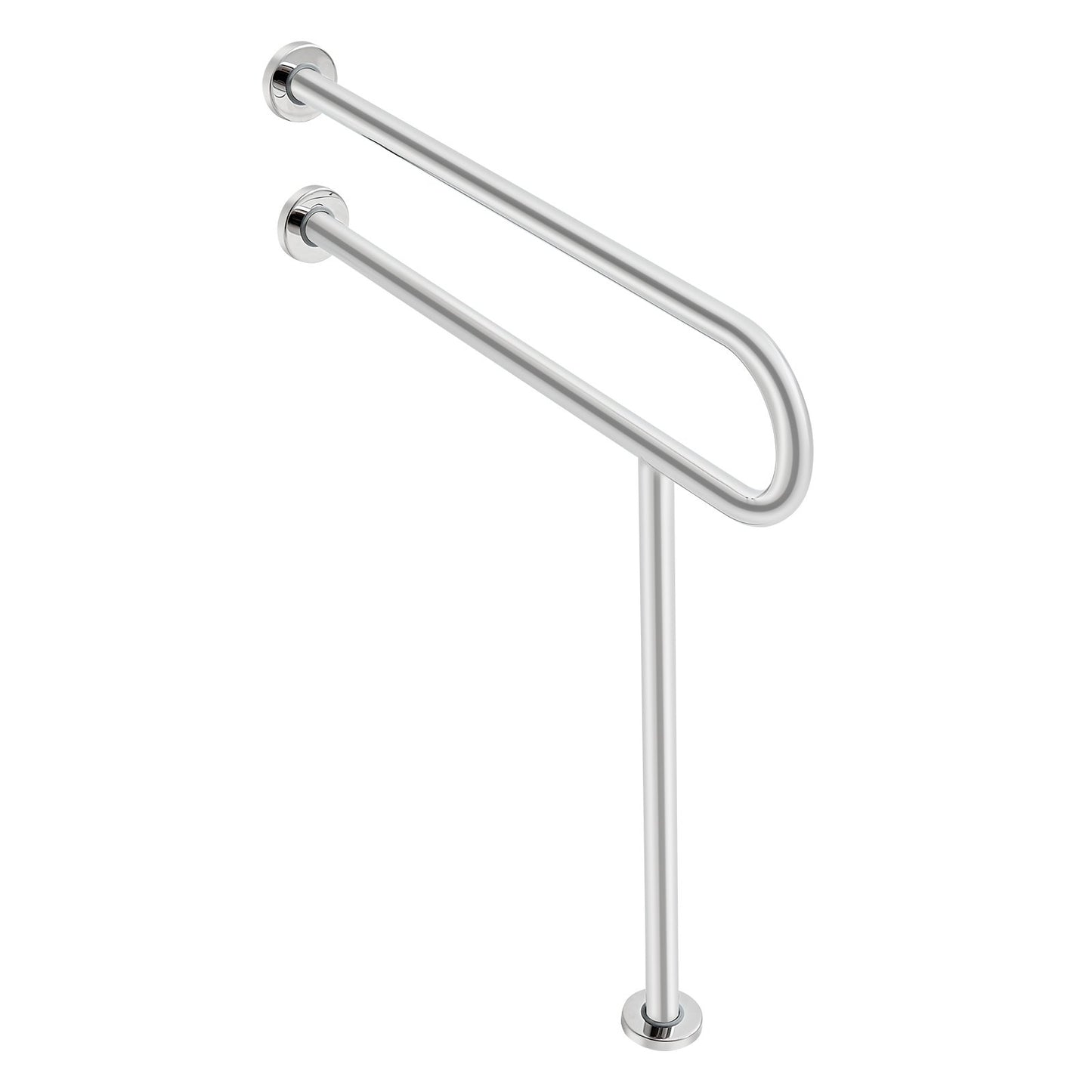 Toilet Safety Rail with Support Leg - Stainless Steel (136 kg Capacity)