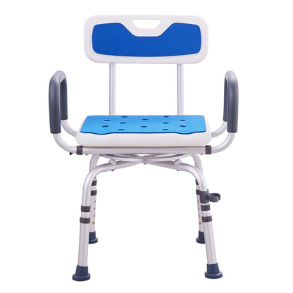 360 degrees Swivel Shower Chair with Backrest & Armrests - Adjustable Height (181 kg Capacity)