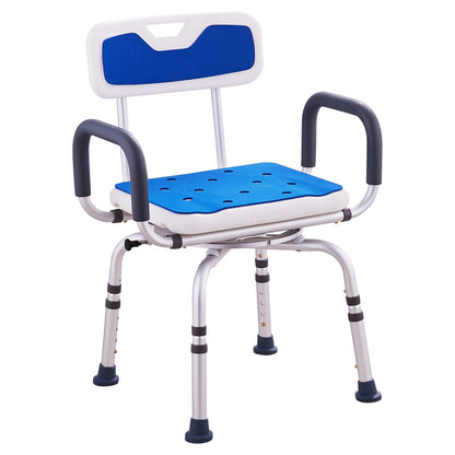 360 degrees Swivel Shower Chair with Backrest & Armrests - Adjustable Height (181 kg Capacity)