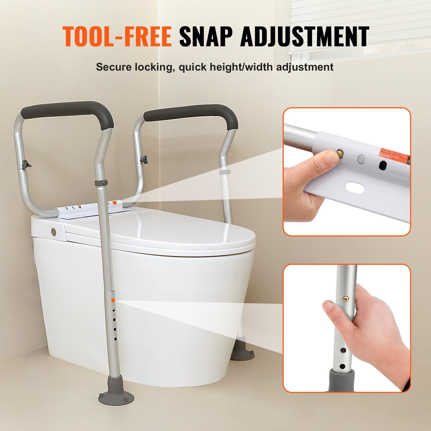 Adjustable Toilet Safety Frame with Padded Arms - Height & Width Adjustable (136 kg Capacity)