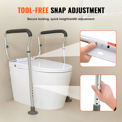 Adjustable Toilet Safety Frame with Padded Arms - Height & Width Adjustable (136 kg Capacity)
