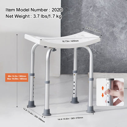 Adjustable Shower Stool with Handles - Non-Slip Seat (158 kg Capacity)