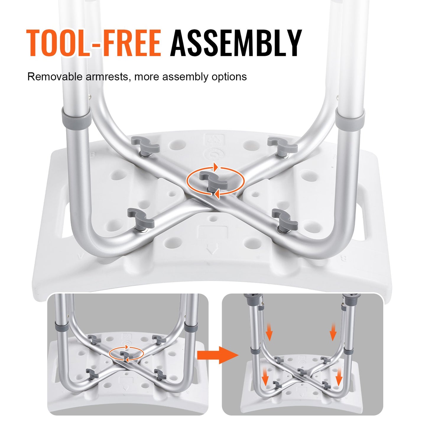 Adjustable Shower Stool with Handles - Non-Slip Seat (158 kg Capacity)