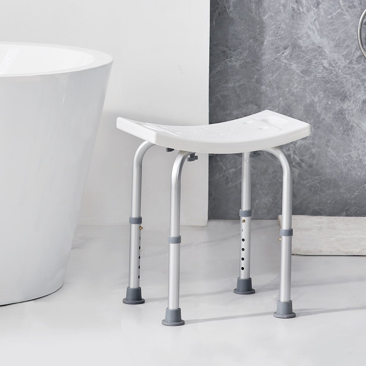Adjustable Shower Stool with Handles - Non-Slip Seat (158 kg Capacity)