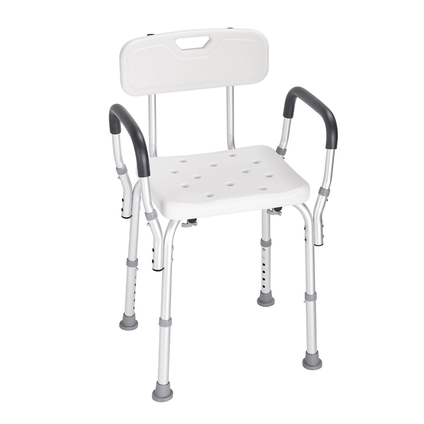 Adjustable Shower Chair with Backrest & Armrests - Non-Slip Seat (158 kg Capacity)