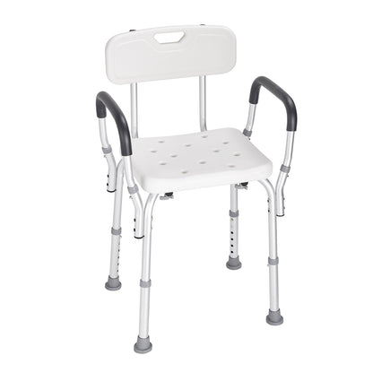 Adjustable Shower Chair with Backrest & Armrests - Non-Slip Seat (158 kg Capacity)