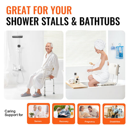 Adjustable Shower Chair with Back - Non-Slip Seat (158 kg Capacity)