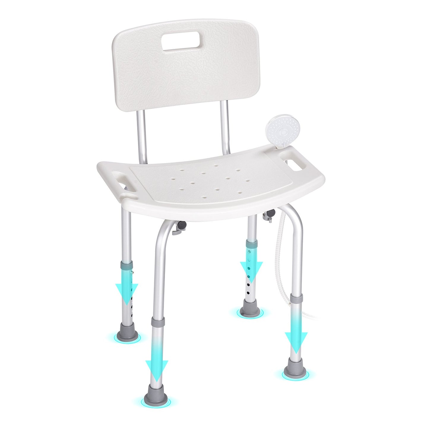 Adjustable Shower Chair with Back - Non-Slip Seat (158 kg Capacity)