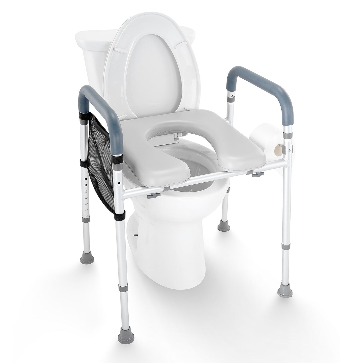 Adjustable Raised Toilet Seat with Padded Arms - Height Adjustable (158 kg Capacity)