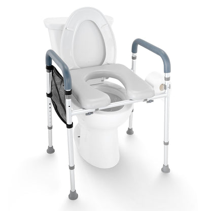 Adjustable Raised Toilet Seat with Padded Arms - Height Adjustable (158 kg Capacity)