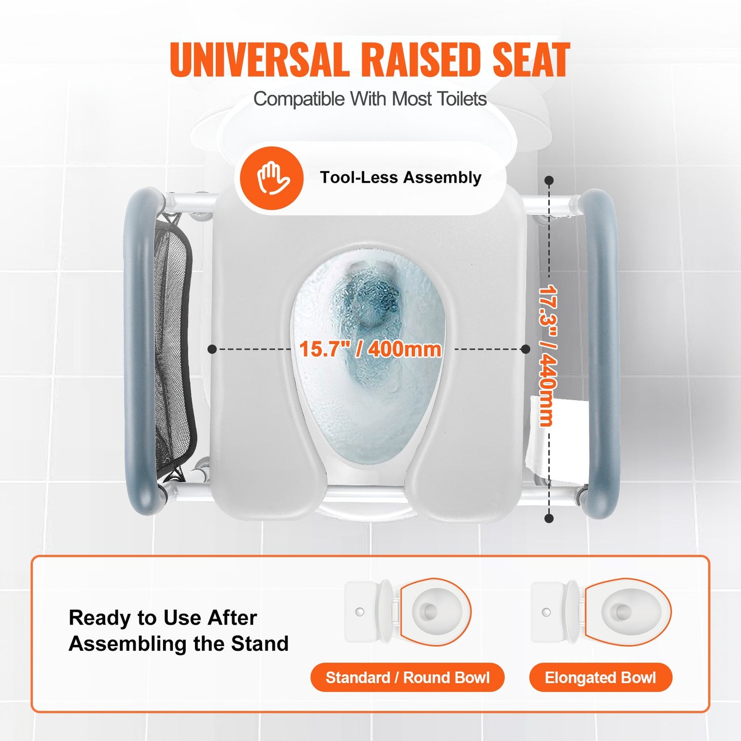 Adjustable Raised Toilet Seat with Padded Arms - Height Adjustable (158 kg Capacity)