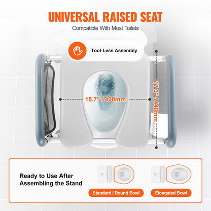 Adjustable Raised Toilet Seat with Padded Arms - Height Adjustable (158 kg Capacity)