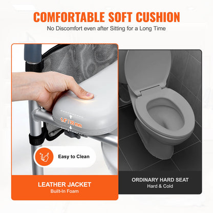 Adjustable Raised Toilet Seat with Padded Arms - Height Adjustable (158 kg Capacity)