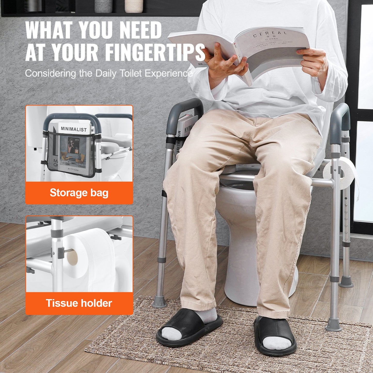 Adjustable Raised Toilet Seat with Padded Arms - Height Adjustable (158 kg Capacity)